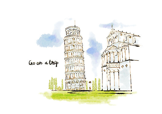 PSD 나무 구름 유럽 여행 일러스트 유럽풍경 수채화 잔디 사람없음 초록색 교회 피사의사탑 유럽여행 랜드마크 웅장함 피렌체 국내일러스트 자연요소 식물 나라 컬러 해외여행 종교건축 풍경 건물 이탈리아 세계문화유산 파일형식