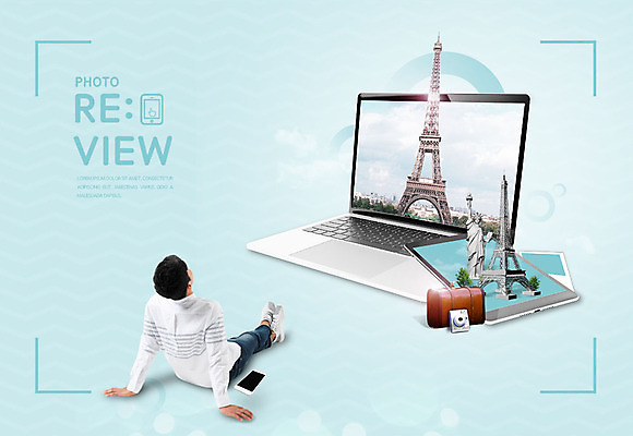 전신 PSD 편집이미지 응시 남자 행복 여행 모바일 한명 사람 앉기 성인 뒷모습 30대 노트북 카메라 여행가방 한국인 에펠탑 자유의여신상 파리_프랑스 리뷰 성인남자한명만 이미지편집 1 시선 감정 뷰포인트 가방 모션 동양인 장년 전자제품 미국 세계문화유산 프랑스 파리 랜드마크 남자한명만 성인남자만 파일형식