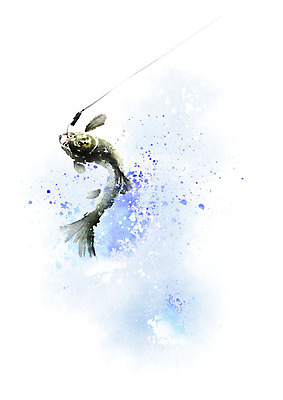 PSD 한마리 일러스트 캘리그라피 붓터치 낚시 어류 사람없음 파란색 점프 검은색 물보라 번짐 국내일러스트 1 컬러 모션 레저 물 수중동물 파일형식 효과