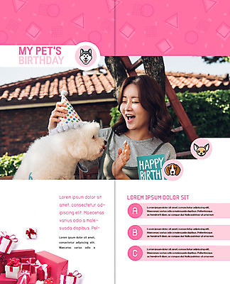 PSD 템플릿 표지디자인 북디자인 출판디자인 여자 행복 내지 반려견 리플렛 분홍색 2단접지 북커버 여러마리 선물 사랑 한명 웃음 사람 팜플렛 상반신 20대 성인 야외 선물상자 반려동물 한국인 생일파티 생일 강아지 보호 즐거움 반려 성인여자한명만 비숑프리제 이미지템플릿 동물 1 기념일 감정 컬러 다수 컨셉 표정 동양인 청년 상자 개 여자한명만 성인여자만 파일형식