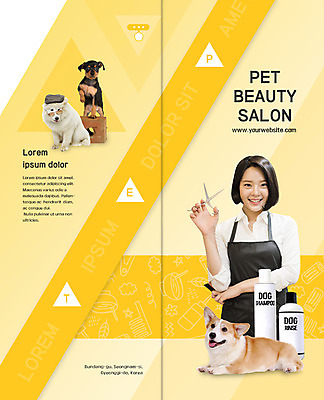 PSD 템플릿 표지디자인 북디자인 출판디자인 여자 표지 행복 리플렛 2단접지 북커버 가위 세마리 한명 사람 팜플렛 상반신 20대 성인 반려동물 뷰티 노란색 한국인 강아지 애견용품 반려 애견미용 애견미용사 성인여자한명만 애견샴푸 이미지템플릿 반려용품 동물 1 감정 컬러 문구용품 3 동양인 청년 개 미용사 오브젝트 여자한명만 성인여자만 파일형식