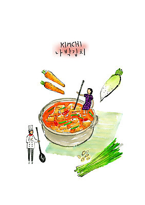전신 PSD 여자 남자 한식 음식 일러스트 붓터치 수채화 한국 마늘 사람 성인 두명 숟가락 요리사 당근 냄비 무 조리복 물김치 나박김치 쪽파 국내일러스트 직업 아시아 유니폼 채소 김치 뿌리채소 수저 솥 파 파일형식