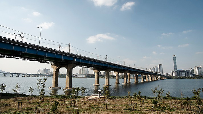 포토 JPG 주간 나무 구름 하늘 서울 한국 빌딩 사람없음 야외 도시풍경 도시 강가 한강 잠실철교 국내포토 자연요소 식물 아시아 풍경 건물 강 다리_건축물 랜드마크 파일형식