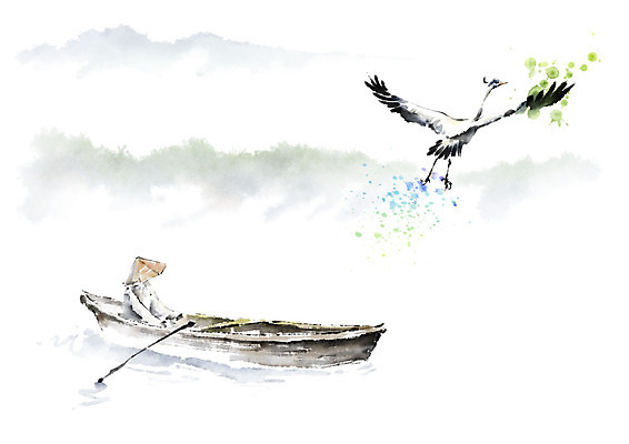 PSD 한마리 남자 일러스트 캘리그라피 조류 붓터치 한명 사람 풍경 상반신 성인 강 학 비행 나룻배 뱃사공 번짐 선박 성인남자한명만 국내일러스트 동물 1 수상교통 배_교통 남자한명만 성인남자만 파일형식 효과