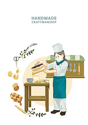 전신 PSD 여자 노년 빵 일러스트 탁자 주방용품 한명 사람 갈색 제과제빵 과자 계란 앞치마 조리복 밀가루 청록색 밀대 장인 주방장갑 장인정신 제빵사 핸드메이드 노인여자한명만 국내일러스트 직업 1 음식 컬러 가구 생활용품 장갑 유니폼 디저트 성인 알 가루 여자한명만 노인여자만 파일형식