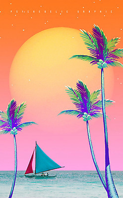 PSD 편집이미지 해외풍경 바다 요트 풍경 해변 사람없음 여름 컬러풀 야자수 일몰 여름풍경 화려 보트 모던 그라데이션 이미지편집 나무 해외 계절 컬러 컨셉 배_교통 노을 파일형식 여름_계절