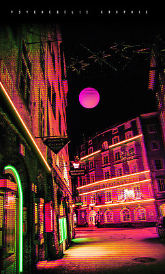 PSD 편집이미지 해외풍경 유럽 야경 거리 주택 사람없음 건물 일상 컬러풀 상점 달 도시 화려 골목길 모던 네온 네온아트 이미지편집 자연요소 해외 건축물 나라 길 컬러 컨셉 풍경 라이프 야간 파일형식 풍경_경치