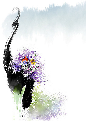 PSD 꽃 일러스트 캘리그라피 자연 붓터치 산 흑백 풍경 사람없음 보라색 봄 절벽 번짐 국내일러스트 식물 계절 컬러 촬영기법 생태계 파일형식 효과