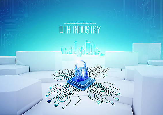 PSD 편집이미지 산업 미래 자물쇠 정보기술 빌딩 사람없음 파란색 과학기술 회로판 보안 반도체 IT산업 4차산업 미래산업 이미지편집 컬러 컨셉 기술 안전 건물 파일형식