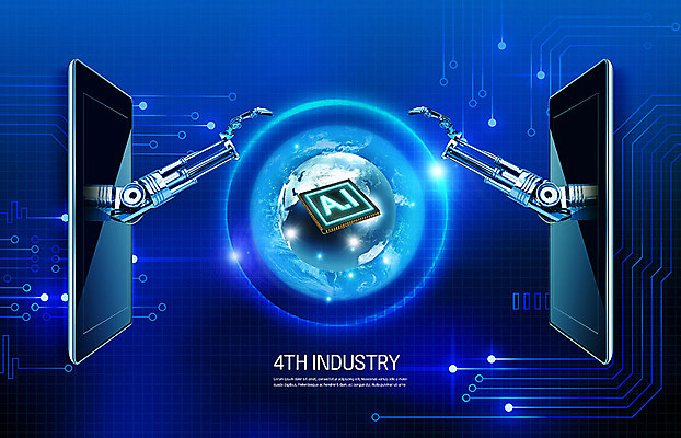 PSD 편집이미지 산업 지구 미래 정보기술 사람없음 파란색 스마트폰 스크린 과학기술 회로판 로봇 IT산업 로봇팔 반도체칩 4차산업 미래산업 AI_인공지능 이미지편집 컬러 컨셉 기술 핸드폰 스마트기기 메모리칩 파일형식