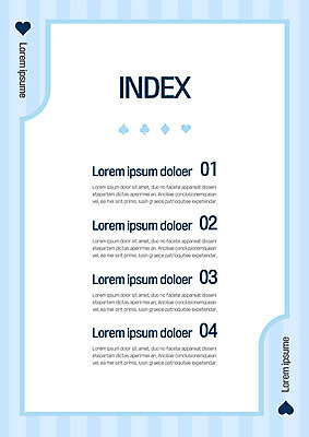 템플릿 내지 하늘색 비즈니스 사람없음 줄무늬 하트 트럼프 남색 프레젠테이션 문서템플릿 서식 레이아웃 문서 제안서 스페이스 마름모 인덱스 클로버문양 목차 이미지템플릿 AI파일 모양 도형 문양 컬러 무늬 파란색 놀이용품 파일형식 벡터