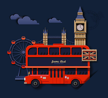 백그라운드 일러스트 영국 프레임 사람없음 오브젝트 빅벤 이층버스 런던브릿지 런던아이 아름다울미 국내일러스트 AI파일 유럽 버스 한자 다리_건축물 시계탑 런던 랜드마크 파일형식 벡터