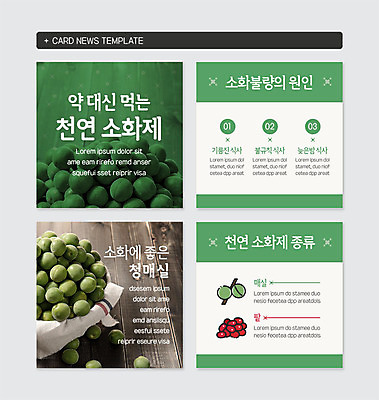 PSD 템플릿 웹템플릿 건강 종류 사람없음 초록색 정보 소화기관 천연 팥 매실 소화불량 카드뉴스 이미지템플릿 컬러 장기_의학 파일형식