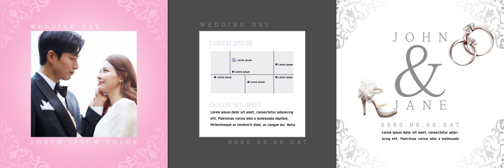 PSD 템플릿 표지디자인 북디자인 커플 출판디자인 드레스 여자 남자 내지 리플렛 분홍색 결혼 북커버 3단접지 사랑 미소 사람 팜플렛 상반신 20대 성인 두명 30대 마주보기 한국인 청첩장 결혼반지 초대 예복 신랑신부 웨딩슈즈 성인만 이미지템플릿 옷 감정 신부_웨딩 컬러 신랑 신발 관계 모션 카드_감사 표정 동양인 이벤트 청년 장년 반지 결혼소품 파일형식