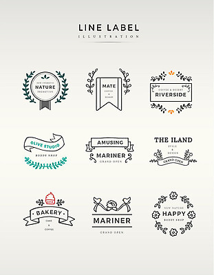 도형 영어 꽃 리본 선 라인일러스트 일러스트 나뭇잎 프레임 사람없음 세트 라벨 회색 컵케이크 머핀 국내일러스트 AI파일 식물 문자 빵 컬러 잎 케이크 파일형식 벡터