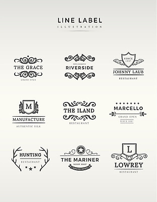 도형 영어 선 날개 라인일러스트 일러스트 프레임 사람없음 세트 라벨 회색 나뭇가지 국내일러스트 AI파일 나무 문자 컬러 파일형식 벡터