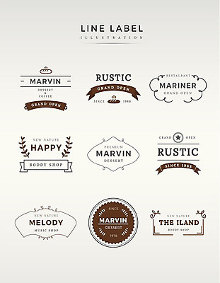 도형 영어 별 리본 선 빵 라인일러스트 일러스트 나뭇잎 프레임 사람없음 세트 갈색 라벨 회색 오픈 국내일러스트 AI파일 자연요소 문자 음식 컬러 잎 파일형식 벡터