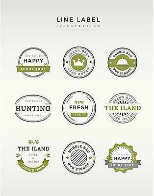 도형 영어 리본 선 라인일러스트 일러스트 나뭇잎 왕관 프레임 사람없음 초록색 세트 라벨 회색 국내일러스트 AI파일 문자 컬러 잎 파일형식 벡터