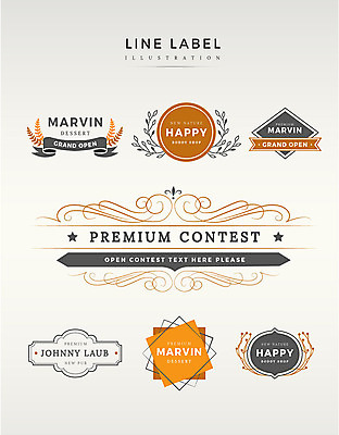 도형 영어 선 라인일러스트 일러스트 나뭇잎 프레임 사람없음 세트 라벨 사각형 주황색 회색 오픈 겹침 당초문 국내일러스트 AI파일 문자 문양 컬러 잎 파일형식 벡터