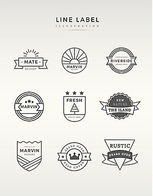 도형 나무 영어 별 리본 선 라인일러스트 일러스트 왕관 프레임 사람없음 세트 라벨 회색 국내일러스트 AI파일 자연요소 식물 문자 컬러 파일형식 벡터