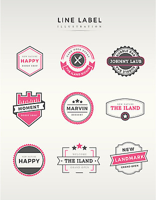 도형 영어 별 선 분홍색 포크 라인일러스트 일러스트 프레임 사람없음 세트 라벨 회색 나이프 국내일러스트 AI파일 자연요소 문자 식기 컬러 칼 파일형식 벡터