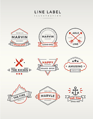 도형 영어 리본 선 포크 라인일러스트 일러스트 화살 프레임 사람없음 세트 라벨 주황색 회색 나이프 닻 국내일러스트 AI파일 문자 식기 컬러 칼 파일형식 벡터