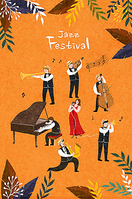 전신 PSD 여자 남자 문화 악기 잎 연주 음표 일러스트 노래 놀이 문화예술 사람 이벤트 여러명 성인 축제 주황색 공연 연주자 가수 건반 피아노 나팔 마이크 즐거움 트럼펫 첼로 재즈 지역축제 대한민국축제 국내일러스트 식물 기호 감정 음악 컬러 음향기기 다수 음악가 건반악기 금관악기 파일형식 찰현악기