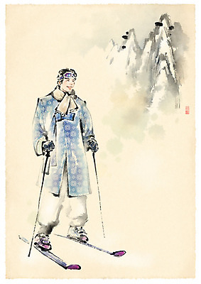 전신 PSD 응시 남자 겨울 일러스트 캘리그라피 레저 붓터치 스키 스키장 고글 산 한명 서기 미소 사람 성인 취미 파란색 노란색 한복 번짐 폴 성인남자한명만 국내일러스트 1 한국전통 시선 계절 컬러 모션 겨울스포츠 표정 전통의상 스키용품 남자한명만 성인남자만 파일형식 효과