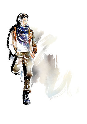 전신 PSD 패션 남자 일러스트 캘리그라피 바지 붓터치 한명 서기 사람 성인 파란색 뷰티 보라색 목도리 기댐 점퍼 번짐 군화 스타일 성인남자한명만 국내일러스트 1 잡화 컬러 신발 모션 하의 외투 남자한명만 성인남자만 파일형식 효과