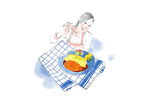 PSD 여자 음식 일본문화 일러스트 젓가락 수채화 요리 한명 미소 사람 상반신 성인 일본 식탁보 오므라이스 일본음식 성인여자한명만 국내일러스트 1 동양문화 아시아 외국문화 수저 표정 계란요리 여자한명만 성인여자만 파일형식