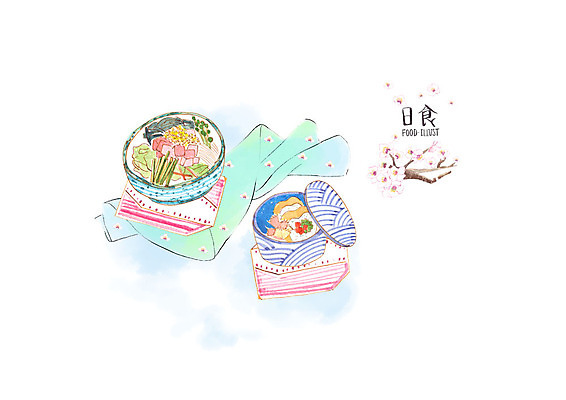 PSD 일본문화 일러스트 수채화 요리 사람없음 일본 벚꽃 식탁보 벚나무 냅킨 도시락 일본음식 벤또 국내일러스트 나무 동양문화 꽃 아시아 음식 외국문화 파일형식