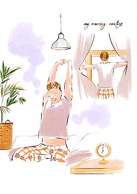 PSD 남자 화분 일러스트 창문 탁자 아침 전등 서기 사람 앉기 상반신 성인 두명 잠옷 자명종 침대 계획 상쾌 기지개 성인남자만 국내일러스트 주간 옷 감정 시계 가구 컨셉 모션 조명 알람 남자만 성인만 파일형식