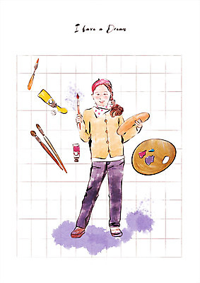 전신 PSD 여학생 여자 일러스트 청소년 미술 한명 사람 노란색 보라색 희망 물감 미술도구 꿈 붓 팔레트 화가 장래희망 빵모자 십대여자한명만 국내일러스트 직업 모자_잡화 1 학생 감정 컬러 문화예술 오브젝트 여자한명만 십대여자만 파일형식