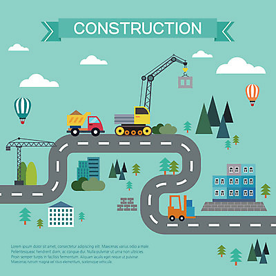 나무 건축 도로 백그라운드 일러스트 비즈니스 자동차 산 빌딩 사람없음 건물 건설현장 트럭 열기구 플랫 기중기 약도 지게차 건축업자 민트색 콘크리트 국내일러스트 AI파일 식물 건축물 길 육상교통 컬러 지도 항공교통 교통시설 건설업 중장비 파일형식 벡터