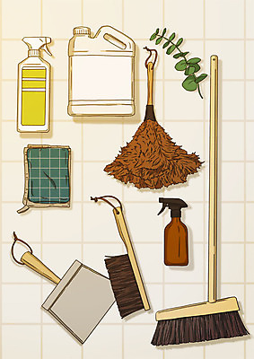 PSD 무료이미지 일러스트 집안 실내 사람없음 먼지떨이 청소도구 빗자루 청소 세제 스프레이 걸레 쓰레받기 대청소 봄맞이 아트툰 국내일러스트 내부 봄 도구 그림 파일형식