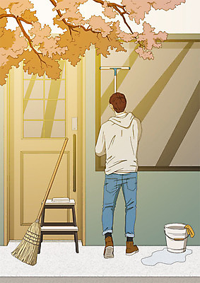 전신 PSD 나무 남자 일러스트 창문 한명 사람 성인 계단 나뭇가지 빗자루 청소 양동이 닦기 대청소 봄맞이 창문닦기 아트툰 성인남자한명만 국내일러스트 식물 1 모션 봄 청소도구 그림 남자한명만 성인남자만 파일형식