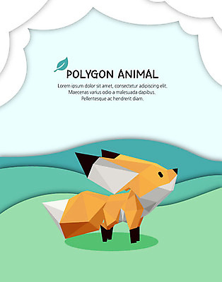 동물 구름 한마리 일러스트 초원 사람없음 초록색 환경 사회이슈 여우 폴리곤 국내일러스트 AI파일 자연요소 1 컬러 컨셉 포유류 파일형식 벡터