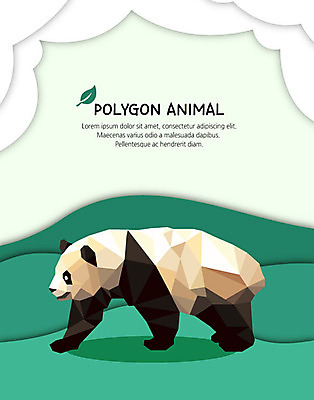 동물 구름 한마리 일러스트 초원 사람없음 초록색 환경 판다 사회이슈 폴리곤 국내일러스트 AI파일 자연요소 1 컬러 컨셉 곰 파일형식 벡터