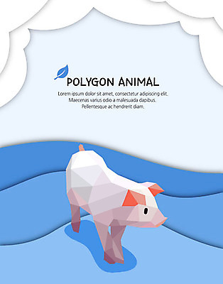 동물 구름 한마리 일러스트 초원 사람없음 파란색 환경 돼지 사회이슈 폴리곤 국내일러스트 AI파일 자연요소 1 컬러 컨셉 포유류 파일형식 벡터