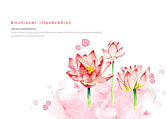 PSD 꽃 분홍색 일러스트 붓터치 수채화 연꽃 사람없음 여름 화려 동양화 번짐 한국화 세송이 단아함 만개 국내일러스트 식물 계절 컬러 컨셉 3 미술 파일형식 효과