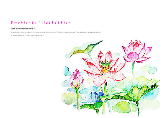 PSD 꽃 분홍색 일러스트 수채화 연꽃 사람없음 초록색 여름 화려 동양화 연잎 꽃봉오리 한국화 세송이 단아함 국내일러스트 식물 계절 컬러 컨셉 잎 3 미술 파일형식