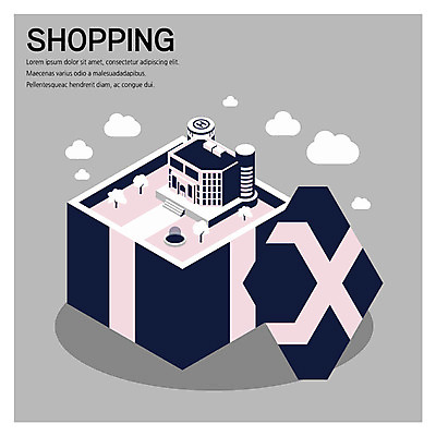 나무 구름 일러스트 선물 사람없음 건물 선물상자 쇼핑 상자 분수 심플 백화점 아이소메트릭 국내일러스트 AI파일 자연요소 식물 건축물 상점 파일형식 벡터