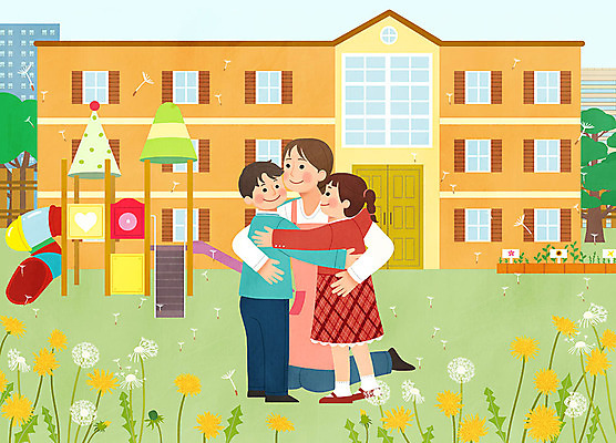 전신 PSD 여자 남자 행복 어린이 캠페인 일러스트 안기 포옹 사랑 사람 성인 세명 교사 유치원 미끄럼틀 놀이터 민들레 감사 책임감 보육교사 아이돌봄 돌보미 국내일러스트 직업 교육 꽃 감정 컨셉 모션 놀이 놀이기구 파일형식 돌봄서비스