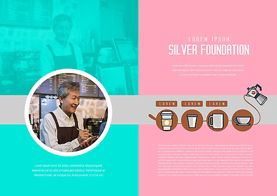 PSD 템플릿 표지디자인 북디자인 출판디자인 노년 남자 내지 커피 분홍색 북커버 미소 사람 팜플렛 상반신 두명 실버라이프 앞치마 카페 한국인 60대 커피잔 창업 바리스타 주문 실버취업 민트색 테이크아웃컵 노인남자만 이미지템플릿 직업 라이프스타일 음료 컬러 잔 표정 동양인 성인 컵 상점 구직 자영업 남자만 노인만 파일형식