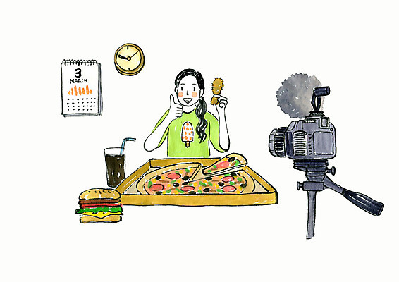 PSD 여자 음식 시계 일러스트 수채화 피자 한명 사람 상반신 성인 카메라 촬영 치킨 달력 햄버거 최고 먹기 콜라 방송 성인여자한명만 인터넷방송 크리에이터 1인미디어 맛있는 국내일러스트 직업 1 모션 패스트푸드 서양음식 전자제품 탄산음료 닭고기요리 여자한명만 성인여자만 파일형식