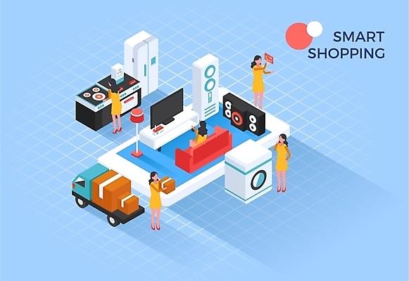 전신 여자 일러스트 모바일 사람 여러명 성인 파란색 스마트폰 쇼핑 소파 텔레비전 스피커 가전제품 스탠드 오븐 에어컨 스마트 배송 냉장고 세탁기 모바일쇼핑 아이소메트릭 정수기 온라인구매 스토어 탑차 2024트렌드 버라이어티가격전략 국내일러스트 AI파일 컬러 음향기기 다수 컨셉 의자 조명 전자제품 핸드폰 스마트기기 유행 트럭 온라인쇼핑 신조어 파일형식 벡터 2024년