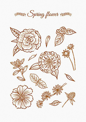 PSD 꽃잎 꽃 잎 꽃백그라운드 일러스트 봄꽃 나뭇잎 사람없음 세트 봄 다양 엘리먼트 국내일러스트 식물 계절 다수 백그라운드 파일형식