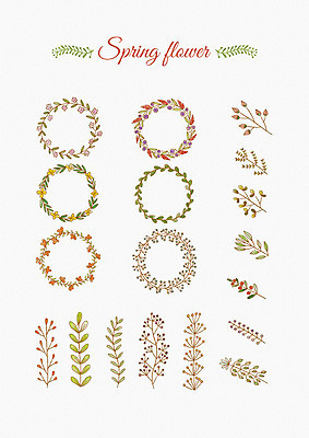 PSD 꽃잎 꽃 잎 꽃백그라운드 일러스트 봄꽃 나뭇잎 프레임 사람없음 세트 화관 봄 다양 엘리먼트 국내일러스트 식물 계절 다수 백그라운드 파일형식