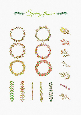 PSD 꽃잎 꽃 잎 꽃백그라운드 일러스트 봄꽃 나뭇잎 프레임 사람없음 세트 화관 봄 다양 엘리먼트 국내일러스트 식물 계절 다수 백그라운드 파일형식