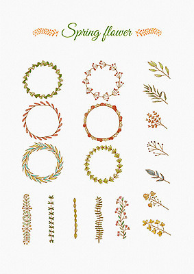 PSD 꽃잎 꽃 잎 꽃백그라운드 일러스트 봄꽃 나뭇잎 프레임 사람없음 세트 화관 봄 다양 엘리먼트 국내일러스트 식물 계절 다수 백그라운드 파일형식